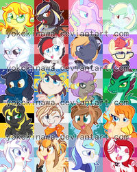 Size: 1024x1280 | Tagged: safe, artist:yokokinawa, moondancer, bat pony, dragon, earth pony, pony, unicorn, g4, icon, watermark