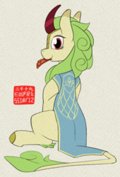 Size: 1452x2140 | Tagged: safe, artist:expression2, spring glow, kirin, g4, sounds of silence, cheongsam, chinese, chinese new year, clothes, collaboration, red envelope, stamp