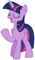 Size: 3850x6608 | Tagged: safe, artist:estories, twilight sparkle, alicorn, pony, g4, absurd resolution, eyes closed, female, front view, mare, open mouth, raised hoof, simple background, solo, transparent background, twilight sparkle (alicorn), vector