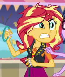 Size: 714x848 | Tagged: safe, screencap, sci-twi, sunset shimmer, twilight sparkle, equestria girls, equestria girls series, g4, rollercoaster of friendship, angry, cropped, geode of empathy, magical geodes