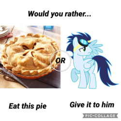 Size: 1800x1800 | Tagged: safe, artist:cozmo312bb, soarin', pony, g4, apple, apple pie, food, meme, pie, would you rather