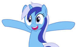 Size: 2087x1289 | Tagged: safe, artist:chipmagnum, minuette, pony, g4, female, happy, looking at you, open arms, open mouth, simple background, solo, transparent background, vector