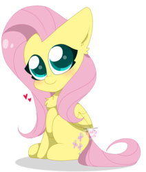 Size: 2990x3521 | Tagged: safe, artist:kittyrosie, fluttershy, pegasus, pony, g4, blushing, cute, female, heart, high res, looking at you, mare, shyabetes, simple background, smiling, solo, transparent background