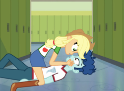 Size: 1024x751 | Tagged: safe, artist:3d4d, applejack, curly winds, some blue guy, equestria girls, g4, my little pony equestria girls: better together, applewinds, female, male, shipping, straight