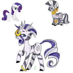 Size: 540x540 | Tagged: safe, artist:ask-cheri, rarity, zecora, hybrid, pony, unicorn, zebra, zebracorn, g4, commissioner:bigonionbean, female, fusion, mare