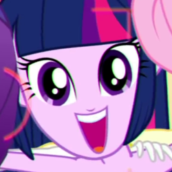 Size: 420x420 | Tagged: safe, screencap, twilight sparkle, a photo booth story, equestria girls, g4, my little pony equestria girls: summertime shorts, adorkable, bare shoulders, clothes, cropped, cute, dork, dress, fall formal outfits, open mouth, sleeveless, smiling, twiabetes