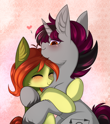 Size: 2588x2932 | Tagged: safe, artist:pesty_skillengton, oc, oc only, oc:punnet, oc:slide hold, pony, unicorn, couple, cute, female, high res, love, male, mare, oc x oc, shipping, stallion, straight, ych result