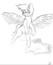 Size: 1024x1249 | Tagged: safe, artist:diane-thorough, oc, oc only, pony, female, flying, happy, sketch, solo, wings