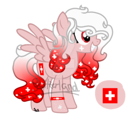 Size: 900x817 | Tagged: safe, artist:seaswirlsyt, alicorn, pony, deviantart watermark, female, looking at something, mare, nation ponies, obtrusive watermark, open mouth, ponified, simple background, smiling, solo, switzerland, transparent background, watermark