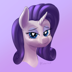 Size: 1024x1024 | Tagged: safe, artist:solarbutt, rarity, pony, unicorn, g4, bust, female, heart eyes, looking at you, mare, portrait, smiling, solo, wingding eyes