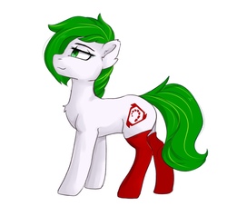 Size: 1079x978 | Tagged: safe, artist:haruhi-il, oc, oc only, oc:white night, pony, brotherhood of nod, command and conquer, cutie mark, female, rule 63, sidemouth, simple background, smiling, solo, white background