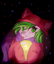 Size: 2200x2600 | Tagged: safe, artist:crysome-somecry, oc, oc only, oc:white night, pony, :p, clothes, crossover, female, high res, hoodie, oneshot, rule 63, smiling, solo, tongue out