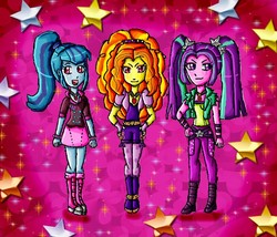 Size: 700x600 | Tagged: safe, artist:ninpeachlover, adagio dazzle, aria blaze, sonata dusk, equestria girls, g4, my little pony equestria girls: rainbow rocks, boots, bracelet, clothes, fingerless gloves, gloves, high heel boots, high heels, jewelry, necklace, pendant, shoes, the dazzlings