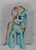 Size: 1262x1759 | Tagged: safe, artist:liaaqila, rainbow dash, earth pony, pony, g4, earth pony rainbow dash, element of loyalty, female, floppy ears, race swap, rain, sad, signature, solo, traditional art