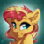 Size: 1500x1500 | Tagged: safe, artist:serenity, sunset shimmer, pony, unicorn, g4, bust, cute, ear fluff, female, floppy ears, horn, looking at you, mare, smiling, solo