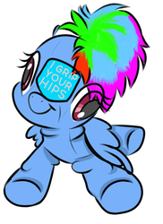 Size: 400x550 | Tagged: safe, artist:ponetistic, boneless, rainbow dash, pony, g4, blessed, cursed, cursed image, derp face, label, plushie, wide eyes