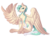Size: 4902x3744 | Tagged: safe, artist:amazing-artsong, oc, oc only, oc:sea shanty, pegasus, pony, blue mane, ear fluff, female, large wings, mare, no pupils, raised hoof, simple background, sitting, smiling, solo, spread wings, teeth, tongue out, transparent background, wings