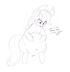 Size: 2761x2852 | Tagged: safe, artist:sirmasterdufel, applejack, earth pony, pony, g4, applefat, belly, belly button, big belly, chubby, fat, female, high res, mare, obese, solo, stomach noise