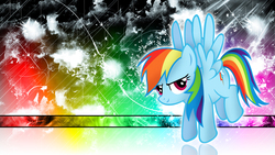 Size: 2560x1440 | Tagged: safe, artist:aloopyduck, artist:gyrotech, edit, rainbow dash, pegasus, pony, g4, female, mare, solo, wallpaper, wallpaper edit