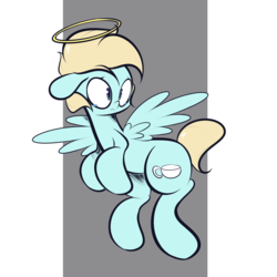 Size: 1280x1280 | Tagged: safe, artist:turtlefarminguy, oc, oc only, unnamed oc, pegasus, pony, blue coat, crying, flying, frown, halo, simple background, solo, spread wings, transparent background, wings