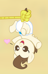 Size: 1014x1549 | Tagged: safe, artist:babyshy, discord, pound cake, g4, baby, cute, diaper, heart, hung upside down, poundabetes, upside down