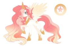 Size: 1120x736 | Tagged: safe, artist:xxcutecookieswirlsxx, oc, oc only, oc:helenrise, pegasus, pony, crown, cutie mark, female, hoof shoes, jewelry, long mane, mare, offspring, parent:princess celestia, parent:star swirl the bearded, parents:celeswirl, peytral, raised hoof, regalia, simple background, solo, spread wings, stock vector, transparent background, wings