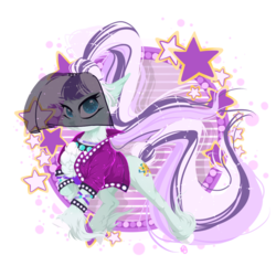 Size: 1052x1014 | Tagged: safe, artist:makkah, coloratura, earth pony, pony, g4, abstract background, bracelet, clothes, countess coloratura, female, jewelry, looking at you, mare, ponytail, raised leg, solo, stars, transparent background, unshorn fetlocks, veil