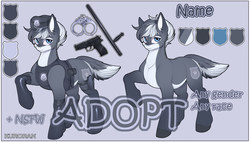 Size: 6000x3400 | Tagged: safe, artist:kuroran, oc, oc:silver shield, pony, rcf community, advertisement, pale belly, police, reference sheet