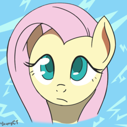 Size: 2500x2500 | Tagged: safe, artist:yeungct, fluttershy, pony, g4, abstract background, bust, female, high res, looking up, mare, portrait, solo