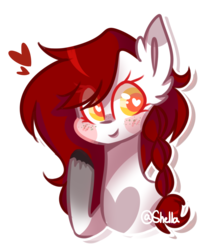 Size: 1189x1381 | Tagged: safe, artist:shyshella, oc, oc only, oc:shella, pony, bust, chibi, cute, digital art, female, heart eyes, mare, red hair, simple background, solo, transparent background, wingding eyes, yellow eyes