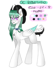 Size: 1200x1600 | Tagged: safe, artist:zima, oc, oc only, oc:zima, pegasus, pony, choker, ear piercing, earring, full body, hat, horns, jewelry, necklace, paint tool sai, palette, piercing, reference, simple background, solo, transparent background
