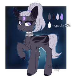 Size: 2568x2748 | Tagged: safe, artist:sugarstar, oc, oc only, earth pony, pony, adoptable, choker, female, high res, looking away, mare, moon, simple background, smiling, solo