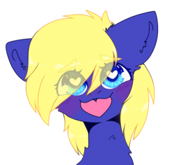 Size: 2100x2000 | Tagged: safe, artist:etoz, oc, oc only, oc:spore, earth pony, pony, blue coat, blue eyes, blushing, bust, cheek fluff, ear fluff, eyebrows, female, happy, heart, heart eyes, high res, looking at you, mare, simple background, smiling, solo, transparent background, wingding eyes, ych result