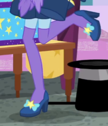 Size: 248x290 | Tagged: safe, screencap, trixie, equestria girls, g4, my little pony equestria girls: better together, street magic with trixie, clothes, hat, high heels, leg focus, legs, pictures of legs, shoes, skirt, socks, thigh highs, top hat, zettai ryouiki