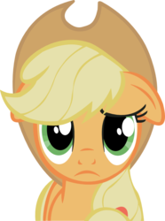 Size: 642x863 | Tagged: safe, artist:a01421, applejack, earth pony, pony, g4, female, floppy ears, front view, frown, looking at you, sad, simple background, solo, transparent background, unhapplejack, vector