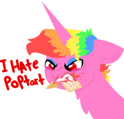 Size: 980x940 | Tagged: safe, artist:nootaz, oc, oc:prince bloodshed, food, misleading thumbnail, not blood, poptart, pure unfiltered evil