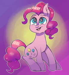 Size: 1200x1300 | Tagged: safe, artist:cosmic-pincel, pinkie pie, earth pony, pony, g4, cute, diapinkes, female, heart, mare, open mouth, solo