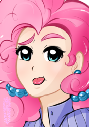 Size: 3000x4294 | Tagged: safe, artist:bigbuxart, pinkie pie, human, g4, clothes, ear piercing, female, humanized, piercing, solo, tongue out