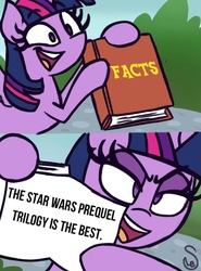 Size: 561x760 | Tagged: safe, artist:quarium edits, twilight sparkle, alicorn, pony, g4, book, exploitable meme, female, meme, op is a duck, solo, star wars, twilight sparkle (alicorn), twilight's fact book