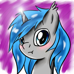 Size: 4998x4998 | Tagged: safe, artist:nightwind, oc, oc only, oc:miquel, pony, unicorn, absurd resolution, blushing, bust, cute, fangs, looking, looking at you, lovely, smiling, solo