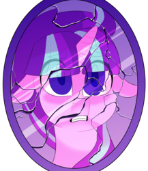 Size: 2000x2300 | Tagged: safe, artist:elf-hollow, starlight glimmer, pony, g4, broken mirror, female, floppy ears, high res, simple background, solo, transparent background