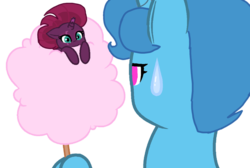 Size: 1607x1080 | Tagged: safe, artist:徐詩珮, fizzlepop berrytwist, spring rain, tempest shadow, pony, unicorn, g4, base used, broken horn, cotton candy, cute, eating, female, horn, lesbian, ship:springshadow, shipping, simple background, springbetes, tempestbetes, transparent background
