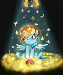 Size: 800x960 | Tagged: dead source, safe, artist:历史转折中的tt, rainbow dash, pegasus, pony, g4, female, mare, one eye closed, solo, wink