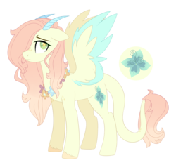 Size: 1816x1705 | Tagged: safe, artist:darlyjay, oc, oc only, oc:glowing flower, hybrid, female, interspecies offspring, leonine tail, offspring, parent:discord, parent:fluttershy, parents:discoshy, simple background, solo, transparent background