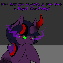 Size: 600x600 | Tagged: safe, artist:sinsays, part of a set, twilight sparkle, alicorn, pony, ask corrupted twilight sparkle, g4, color change, corrupted, corrupted twilight sparkle, curved horn, dark, dark equestria, dark magic, dark queen, dark world, darkened coat, darkened hair, ear fluff, ethereal mane, female, horn, implied snickering, jagged horn, looking at you, magic, part of a series, possessed, queen twilight, solo, sombra empire, sombra eyes, sombra horn, tumblr, twilight sparkle (alicorn), tyrant sparkle