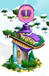 Size: 333x517 | Tagged: safe, gameloft, g4, my little pony: magic princess, bush, limited-time story, no pony, snow, the anonymous campsite, villa, waterfall
