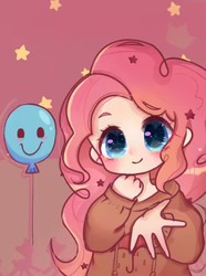Size: 520x700 | Tagged: dead source, safe, artist:蛋白石, pinkie pie, human, g4, balloon, female, humanized, solo