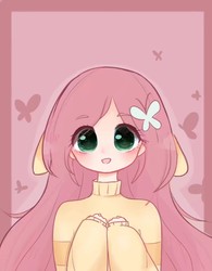 Size: 745x954 | Tagged: dead source, safe, artist:蛋白石, fluttershy, human, g4, cute, female, humanized, looking at you, shyabetes, solo