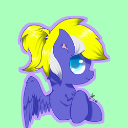 Size: 512x512 | Tagged: safe, artist:jerryenderby, artist:睿毛, oc, oc only, oc:enderby, pegasus, pony, bust, green background, simple background, solo