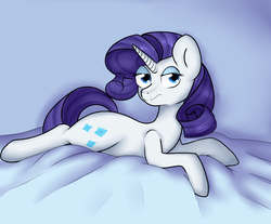 Size: 3500x2900 | Tagged: safe, artist:ranillopa, rarity, pony, g4, bed, female, high res, meh, rarity is not amused, solo, unamused